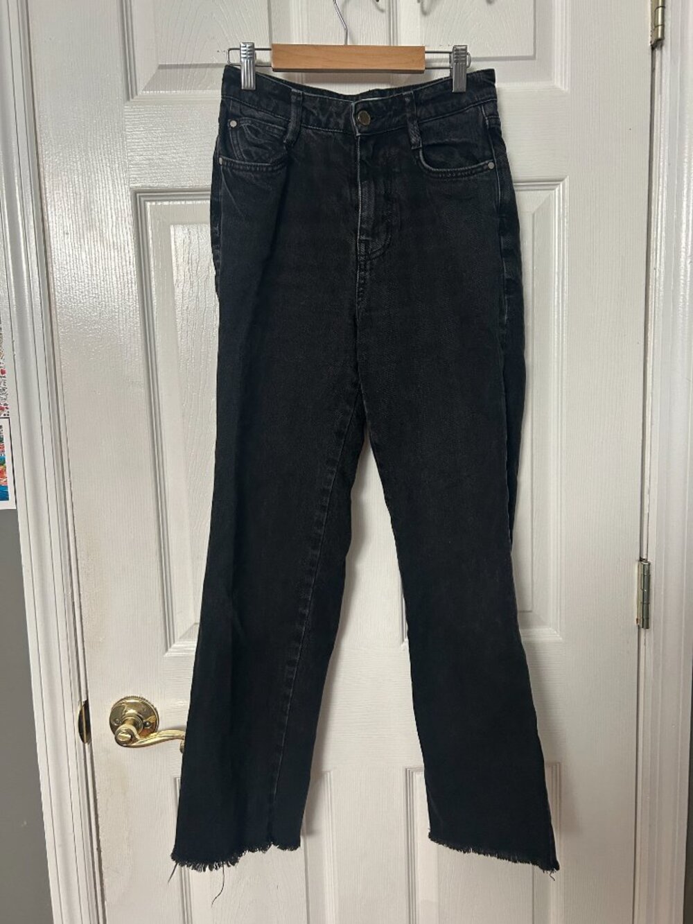 Zara Black High Rise Straight Leg Jeans Size 2